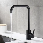 2020 Newest Kitchen Sink Hot and Cold Water Mixer Taps Single Handle Matt Black Stainless Steel Faucets