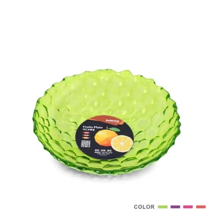 2020 wholesale new product household food serving tray 6.7inch colorful PS fruit plate fruit plate plastic plate fruit