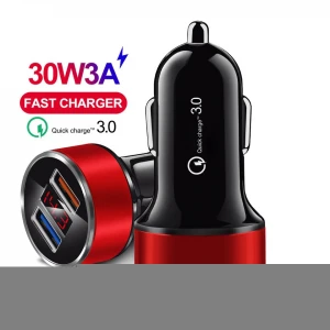 2021 New Design High Quality Promotion Qc3.0 Custom Logo Metal 2 Port Usb Car Phone Charger