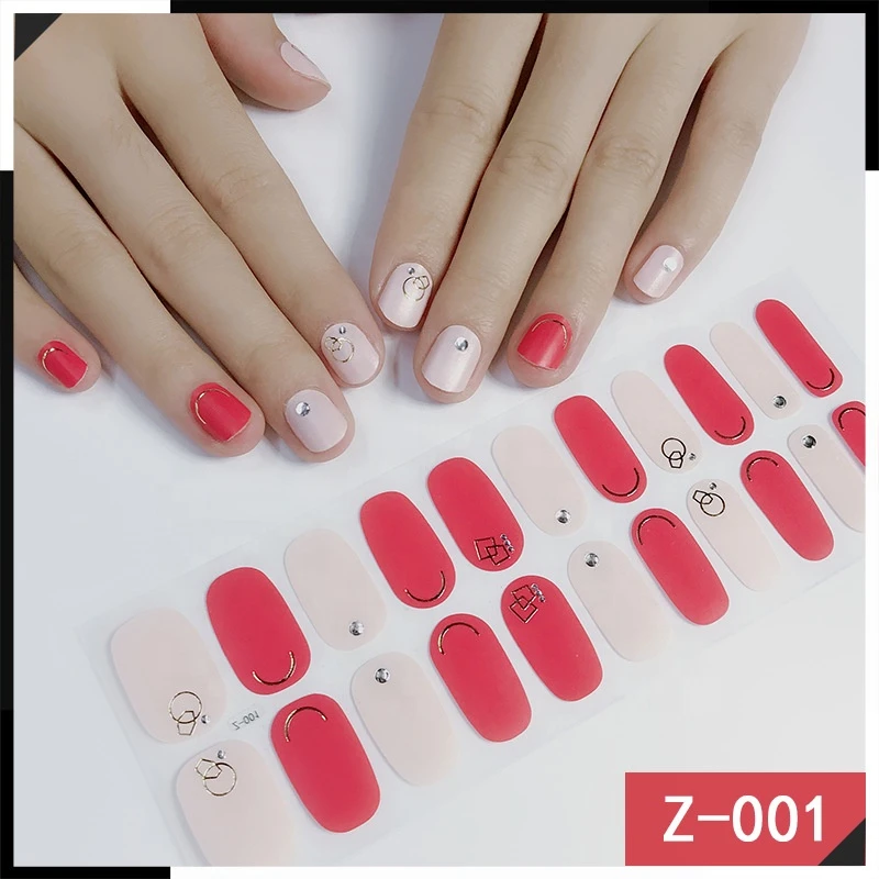 22 Stickers Red Nail Stickers 3D Stereo Hot Stamping Nail Polish Stickers Color Nail Polish Strips
