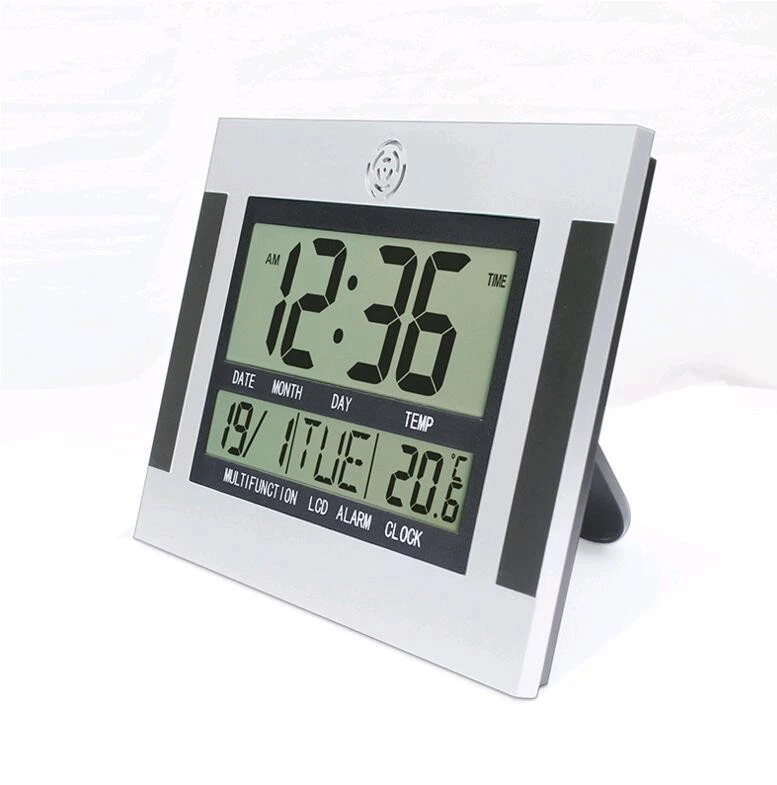 250X190MM Big Wall Clock with Thermometer Function Digital Alarm Big Wall Clock Decor Decorative Wall Clock