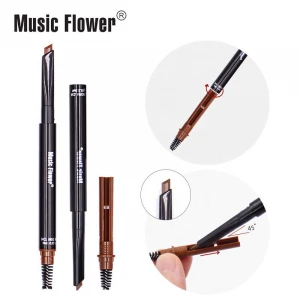 3 In 1 Eye Brow Pen OEM Makeup Music Flower Longlasting Natural Waterproof Auto Sharpener 3D Eyebrow Tattoo Microblading Pencil