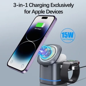 3 in 1 multi-function atmosphere lamp phone holder magnetically fast charge universal wireless charger type-c