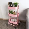 3 Tier Rolling Storage Cart Utility Trolley Cart Industrial Workspace Pink Rolling Cart