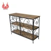 3 Tiers Metal Wire Frame Wooden Console Table Furniture