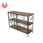 3 Tiers Metal Wire Frame Wooden Console Table Furniture