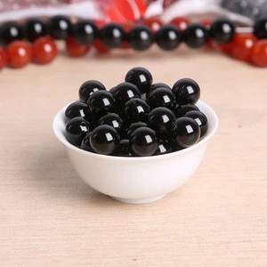 3/4/6/8/10/12mm 33-120pcs Black Red Round Loose Beads Natural Stone Bead For Jewelry Making Earrings Bracelet Necklace DIY