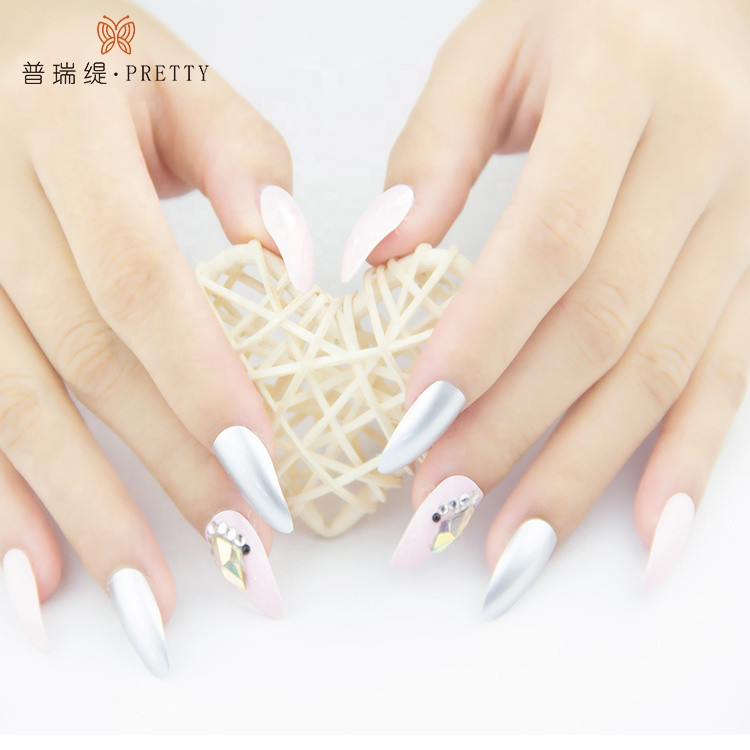 3D Jewelry Pink Designs False Tips Artificial Fingernail Use for Wedding Finger Full Cover ABS 3D design nail