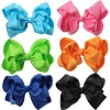 4" 6" Girls Hairgrips Double Stacked Ribbon Hair Bows with Clip