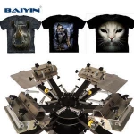 4 Color 4 Stations Screen Printer With Micro-Registration And Aluminum Pallet(Silver Color)-BY-NSY404