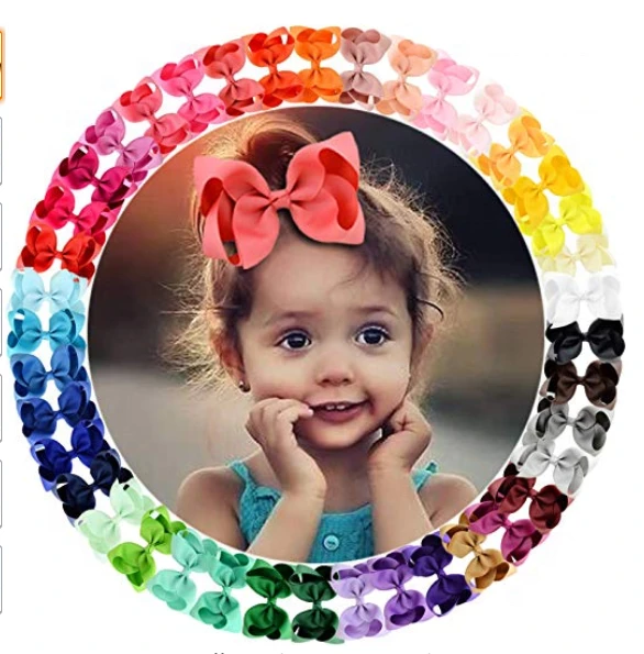40 Colors 3.15&quot; Hair Bows Clips Grosgrain Ribbon Bows Hair Barrettes Hair Accessories for Girls Toddler Girls