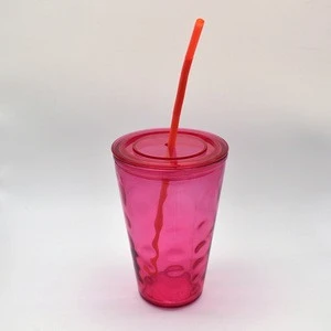 500ml colored glass tumbler, embossed drinking glass with lid