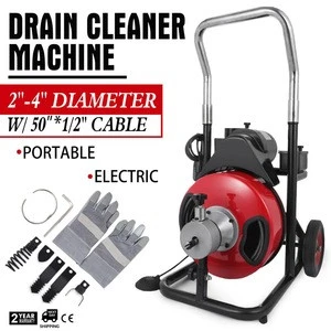 50FT*1/2 Drain Auger Pipe Cleaner Cleaning Machine Convenient Set Equipment
