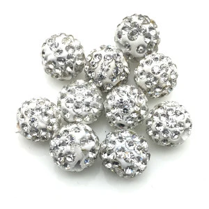 6 Rows White Crystal Quality Wholesale Micro Pave Disco Crystal Ball Beads Bracelet Spacer 10MM