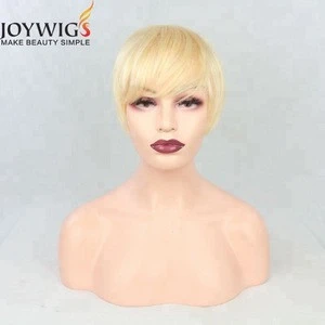 613 blonde wig short human hair wig none lace machine made wigs for white women