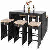 7pc Rattan Wicker Bar Dining Table Patio Furniture Set