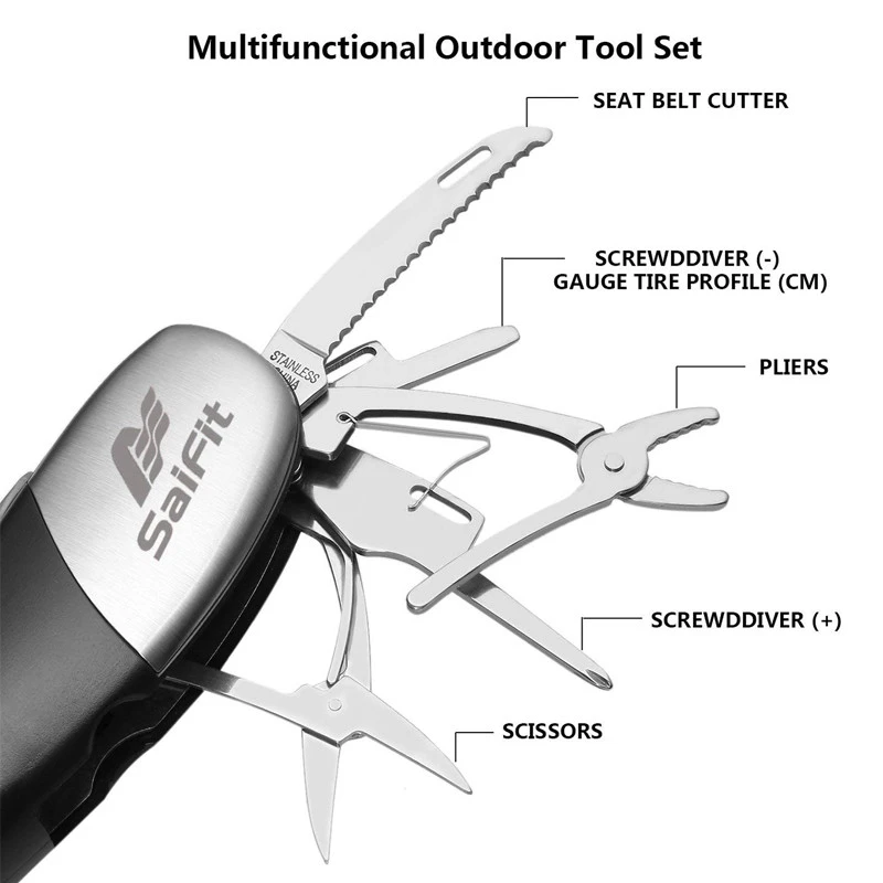9 in1Multi-Function Swiss Army Knife Electronic Digital Display Tool Tire Pressure Gauge
