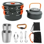 9 PCS Camping Aluminum Alloy Titanium Outdoor Cooking Cookware