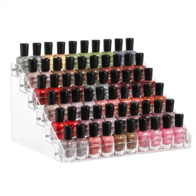 Acrylic Nail Polish Rack 6-Layer Cosmetic Display Stand Vertical Desktop Finishing Box