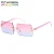 Import Ad clear color lady fashion rimless metal rectangle sunglasses from China
