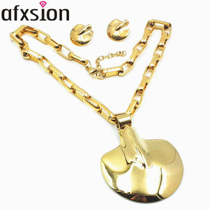 AFXSION Online wholesale Gold Design European jewelry, gold plated stainless steel jewelry set wholesale
