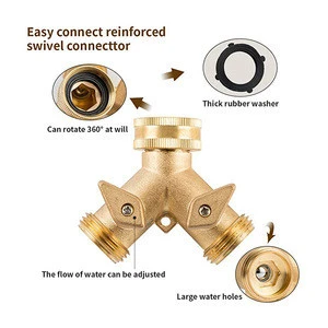 All brass Y shape hose connector garden valve splitter