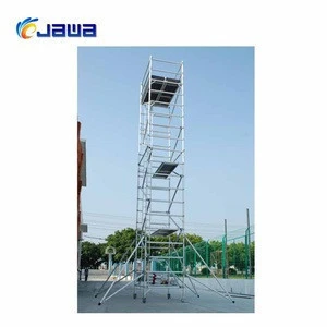 Aluminium double width ladder mobile scaffolding with wheels