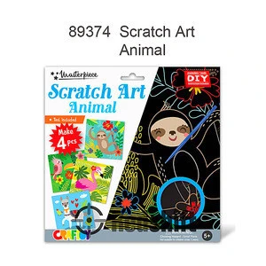 Animal custom Scratch Art craft paper diy toy kid rainbow card painting kit