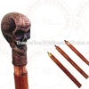Antique Pirate Skeleton Head Handle with Wooden Walking Stick Three Fold Walking Cane