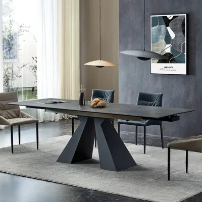 Atunus Extendable Folding Sintered Stone Dining Tables Home Apartment Rectangular Multi-Functional Marble Slate Table