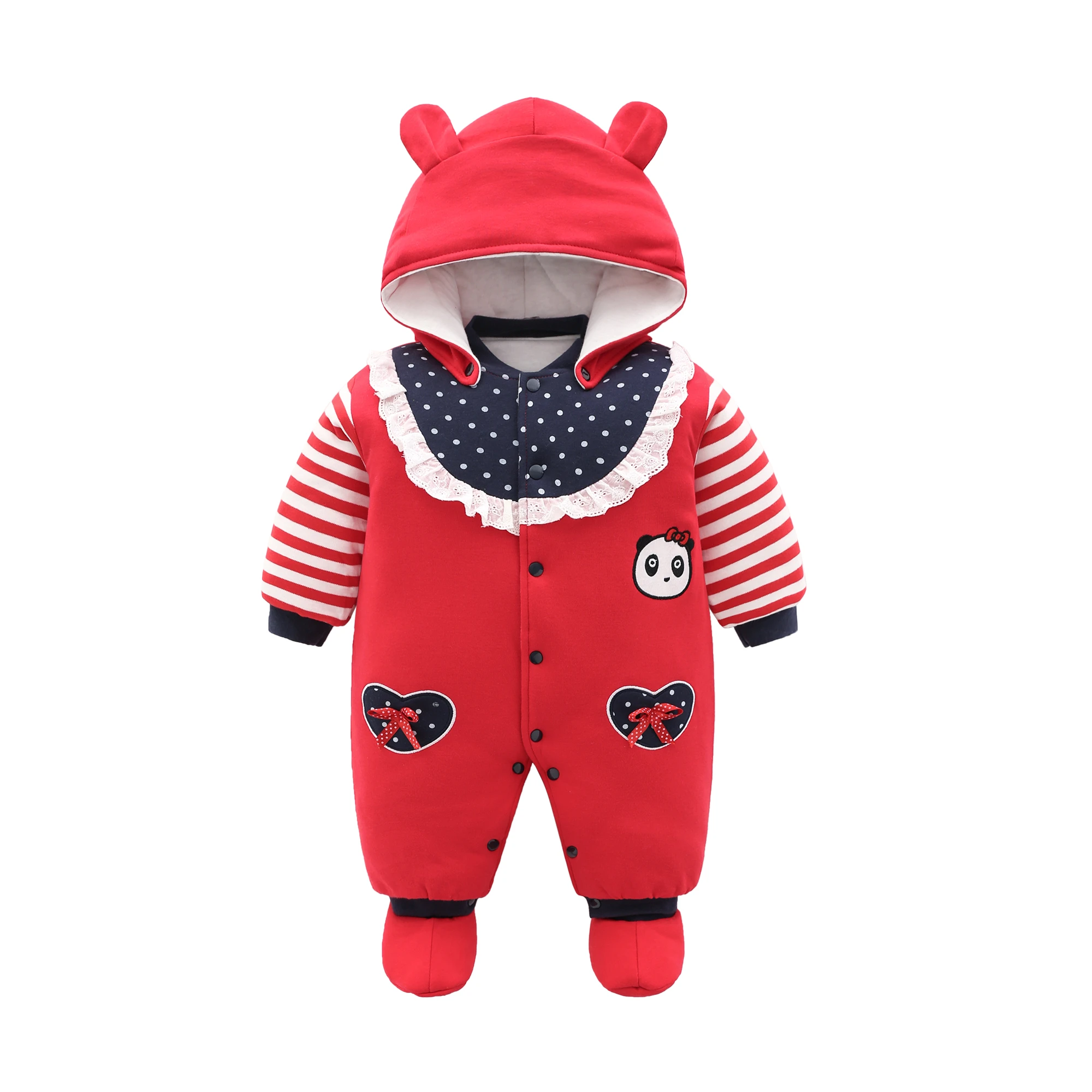Autumn Winter  Newborn Clothes Baby Girls Boys Rompers Cartoon Cute Thick Warm Hooded Jumpsuits Infant Clothing