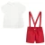 Import Baby Boutique Clothes Boy Summer Clothes Set Rmbroidery Plane White Cotton Shirt Red Shorts Toddler Spanish Clothing from China