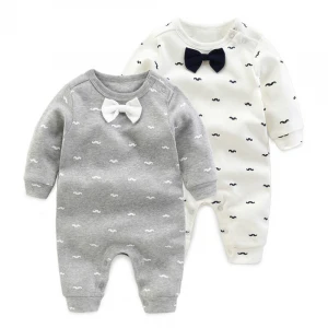 baby boy clothing Cotton Long Sleeved baby boy clothes ,cartoon bowknot Gentleman baby romper