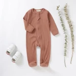 Baifei Custom Baby Clothes Kids Clothing Natural Fabric Plain Solid Long Sleeves 100% Organic Cotton Clothes Baby Sleepwear