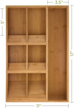 Bamboo Kitchen Storage Holders Drawer Organizer for cutlery Gadgets or Tools