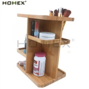 Bamboo Rotating Makeup Organizer/Multi-Function 360 Cosmetic Organizer/Homex_BSCI Factory
