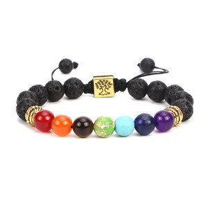 Beads Bracelets Natural Lava Rock Stones Beads Bracelets for Women,Stress Relief Yoga Beads Aromatherapy