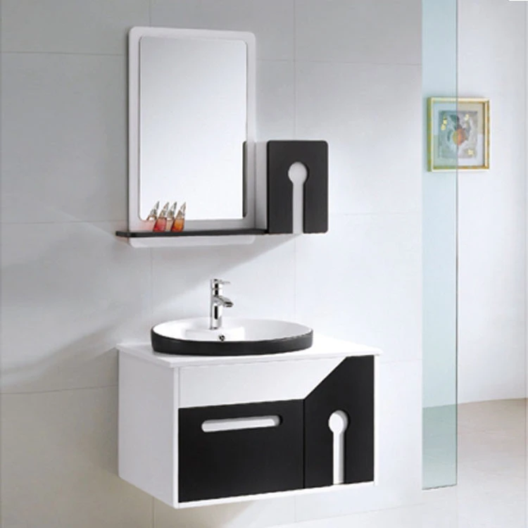 black bathroom sink, PVC bathroom cabinet