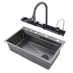 Black stainless steel smart kitchen sink nano stainless steel hand made kitchen sink waterfall kitchen sink