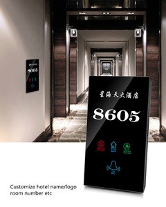 black tempered glass customized hotel electronic door plate room number black plates