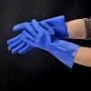 Blue PVC Fully Double Dipped PVC Gloves with Long Cuff for Household Use