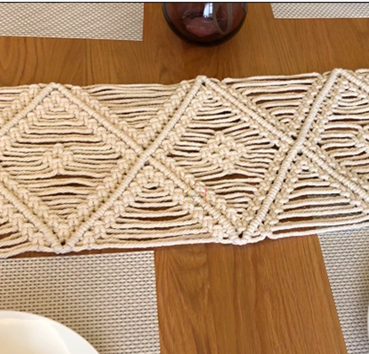Bohemia Handwoven Decor Wedding Table Runner with Tassels Bedroom Kitchen Coffee Table Decor