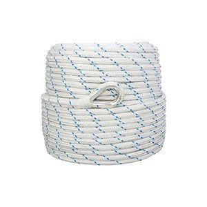 Braided boat anchor rope with nylon thimble