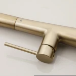 Brushed Gold Pull Out Swivel Spout Kitchen Sink Mixer Faucet 2-Way Sprayer Taps