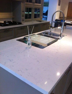 Carrara White Prefabricated Quartz Stone Kitchen Island