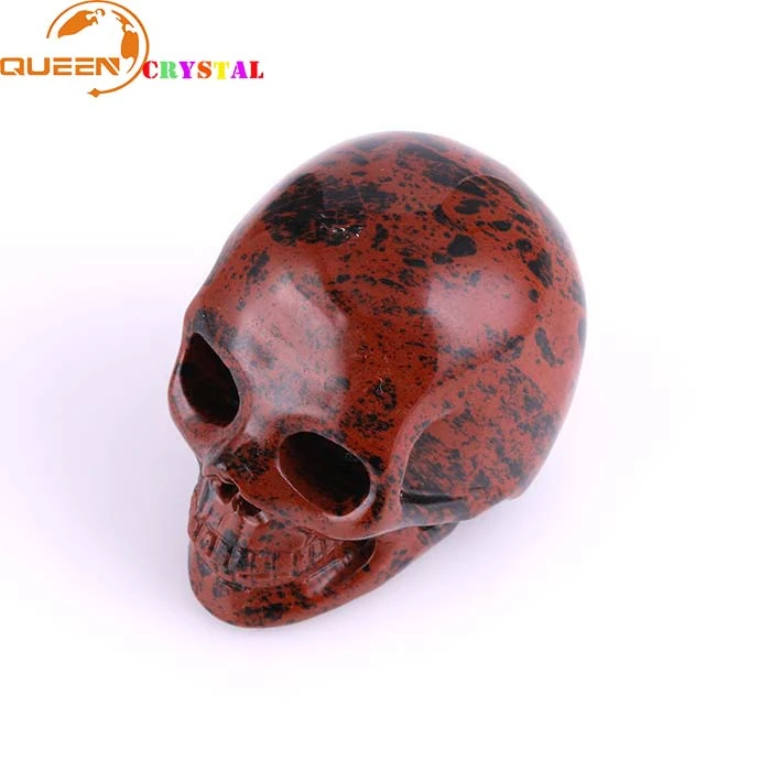 Carved natural mahogany obsidian stone bone carved crystal skull gift
