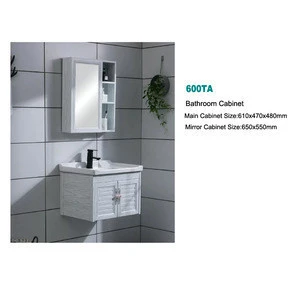 Cheap ceramic sink and makeup mirror wall hang aluminum modern bathroom cabinet furniture
