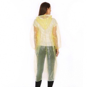 Cheap Hot Sale Long Style Transparent Full Length One Piece Transparent PE Raincoat