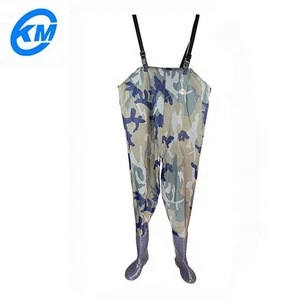 cheap price breathable pvc camo men chest fishing wader hunting cloth with boots