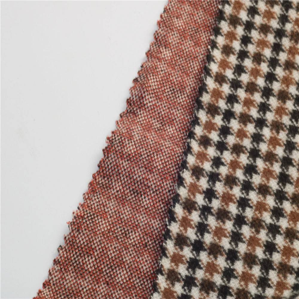 cheap price wool fabric jacquard polyester tweed fabric warm touch knitted wool fabric